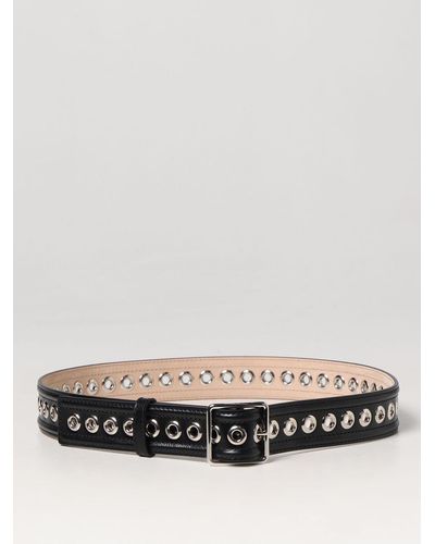 Alexander McQueen Ceinture en cuir avec des œillets - Noir