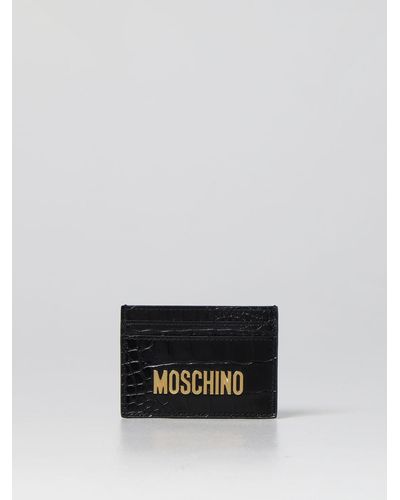 Moschino Crocodile Print Leather Card Holder - White