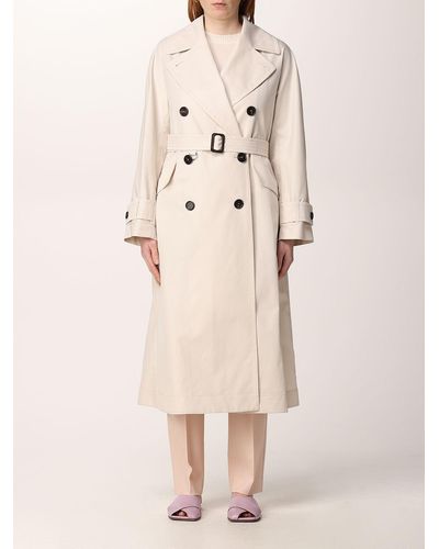 Max Mara The Cube Trench Coat In Cotton Gabardine - Natural