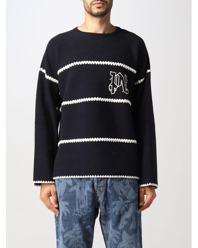 Palm Angels Sweater In Wool Blend - Blue