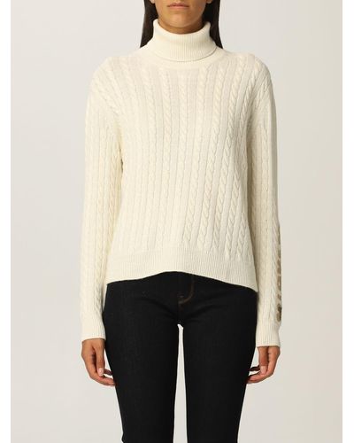 Love Moschino Turtleneck In Wool Blend With Heart - Natural