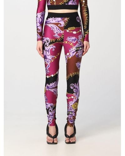 Versace Jeans Couture Nylon leggings With Print - Red