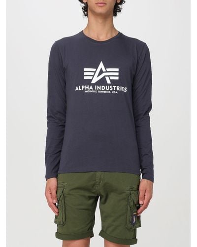 Alpha Industries T-shirt in cotone con logo - Blu