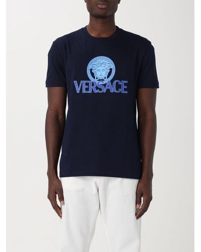 Versace T Shirt Con Stampa Medusa - Blu