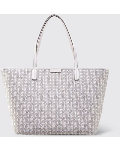 Tory Burch Ever-ready Coated Cotton Bag With All-over Monogram - White
