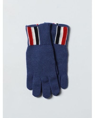 Thom Browne Gloves In Virgin Wool - Blue