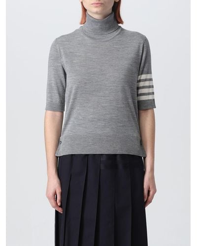 Thom Browne Sweater In Merino Wool With 4-bar Stripe - Gray