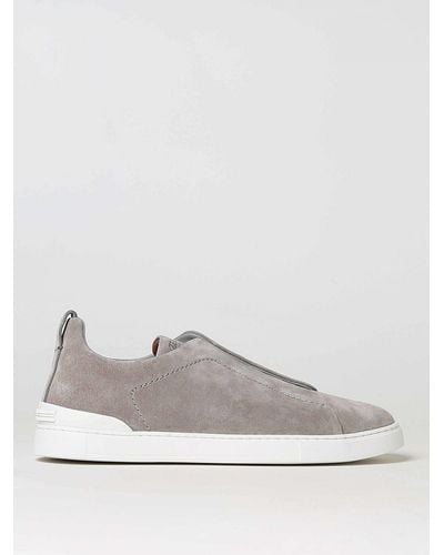 Zegna Sneakers low top Triple StitchTM in suede - Bianco