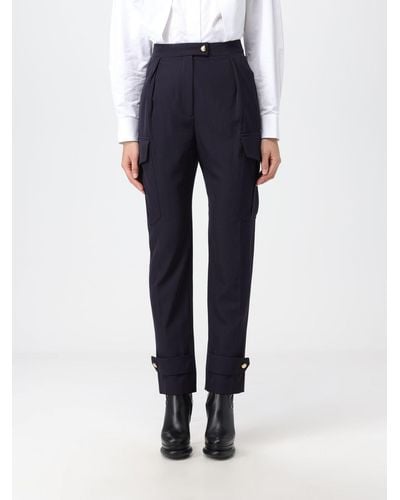 Alexander McQueen Trousers In Wool And Cotton - Blue