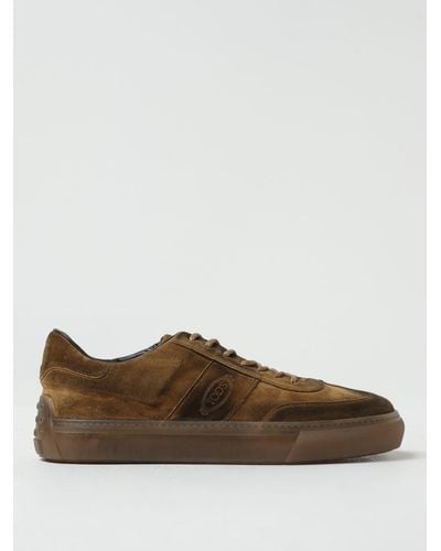 Tod's Sneakers In Suede With Laces - Brown