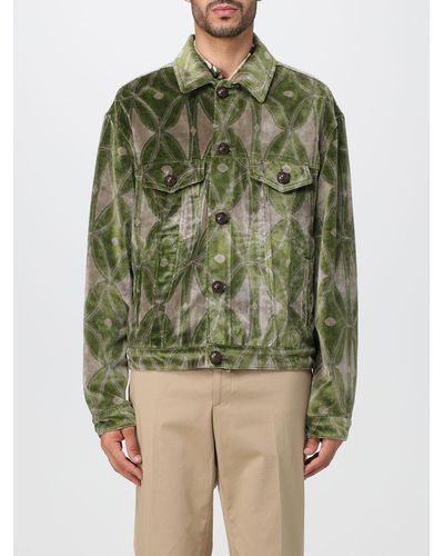 Etro Jacket In Velvet With Jacquard Pattern - Green