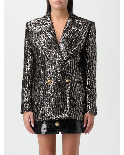 Balmain Double-breasted Blazer In Sequined Fabric - Black