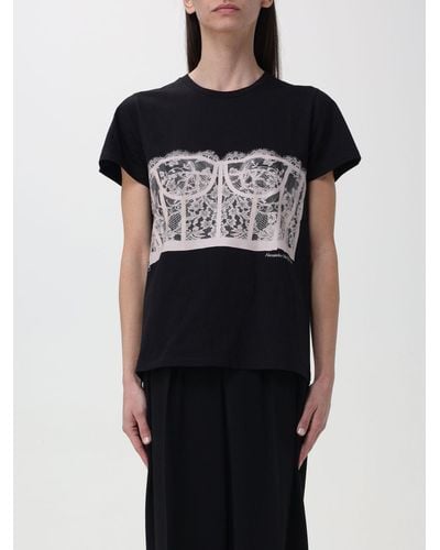 Alexander McQueen T-shirt con finto corsetto - Nero
