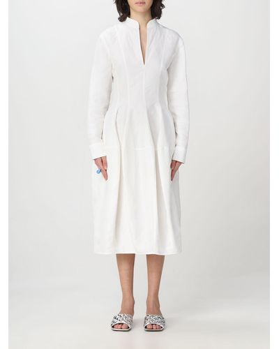 Bottega Veneta Embellished Panelled Silk-twill Midi Dress - White