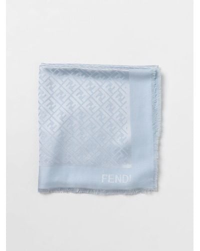 Fendi Scialle in misto lana con monogram FF jacquard - Blu