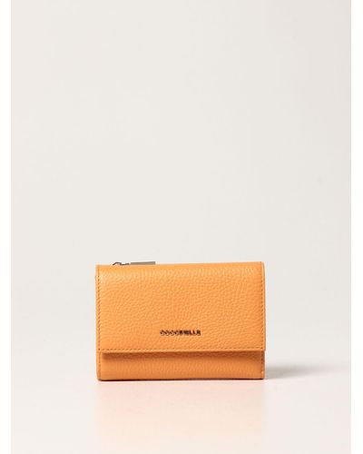 Coccinelle Wallet In Grained Leather - Orange