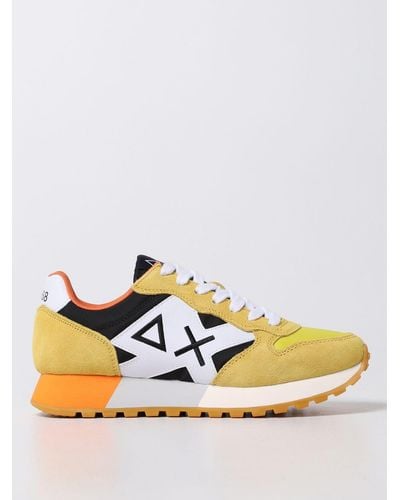 Sun 68 Trainers In Suede And Nylon - Yellow