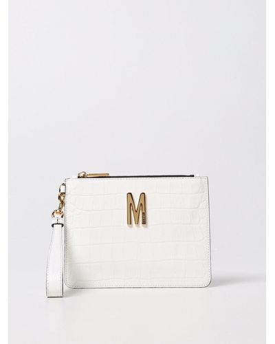 Moschino Croco-print Leather Pouch - White