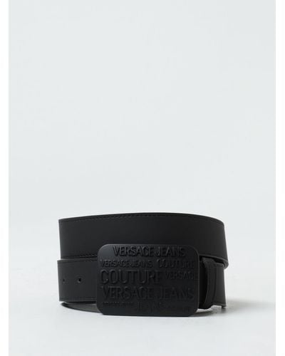Versace Jeans Couture Cintura in pelle con logo embossed - Nero
