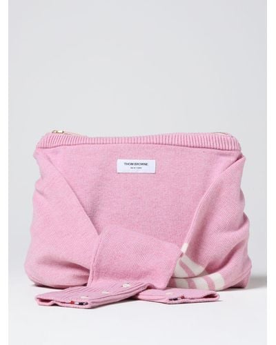 Thom Browne Sweater Bag In Wool - Pink
