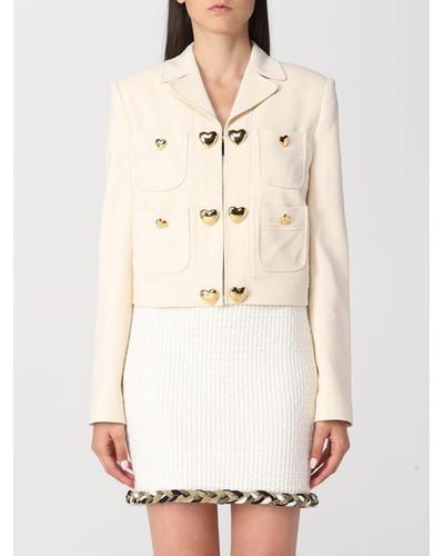 Moschino Jacket In Stretch Viscose Blend - Natural