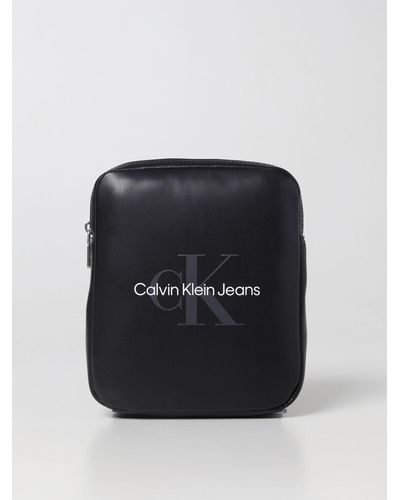 Calvin Klein Borsa Reporter in nappa sintetica con logo - Nero