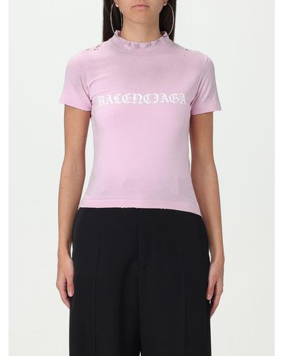 Balenciaga Cropped Cotton Jersey T-shirt - Pink