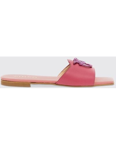 Pinko Marli Slides In Leather - Pink
