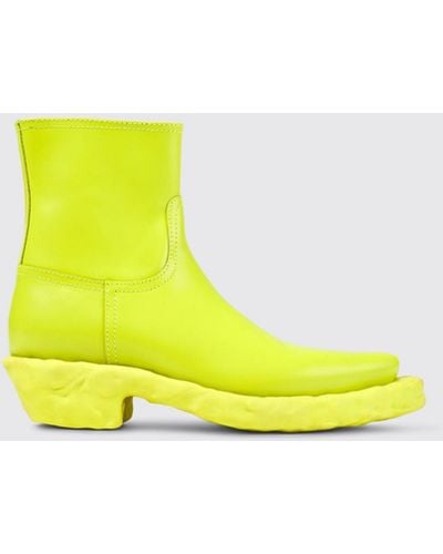 Camper Flat Ankle Boots - Yellow