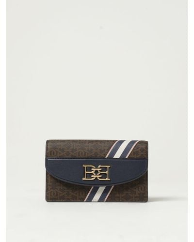 Bally Beylor Wallet Bag In Leather And Coated Cotton With All-over Monogram - Brown