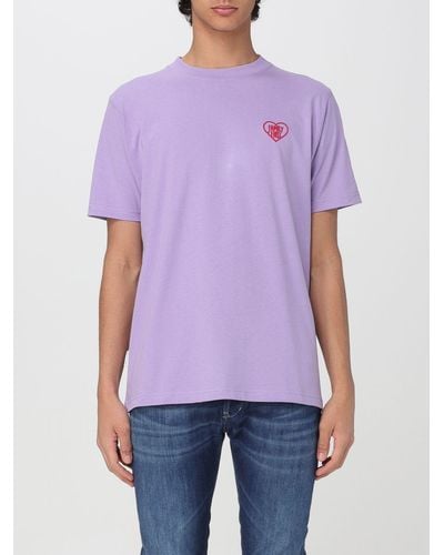 FAMILY FIRST T-shirt in cotone con logo ricamato - Viola