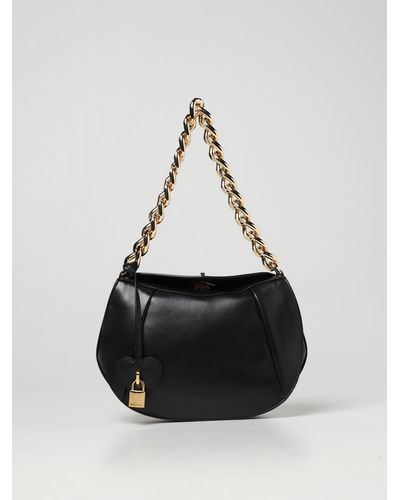 Moschino Leather Hobo Bag With Logo - Black