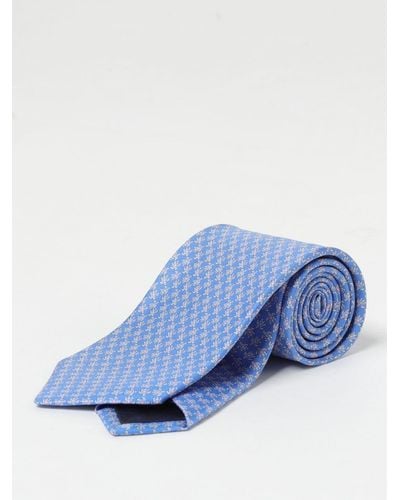 Ferragamo Cravatta in seta stampata - Blu