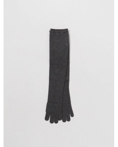 Brunello Cucinelli Long Gloves In Cashmere And Lurex - White