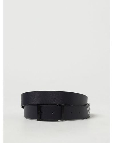 Emporio Armani Reversible Leather Belt - Blue