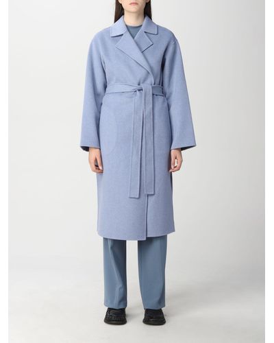 Theory Coat In Wool And Cashmere - Blue