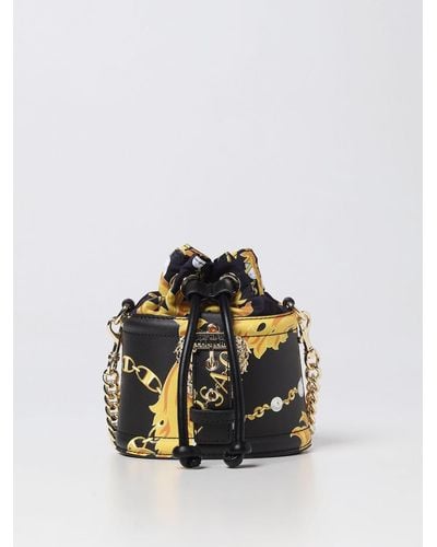 Versace Bag In Saffiano Synthetic Leather With Baroque Print - Black