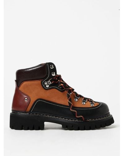 DSquared² Hiking Ankle Boots In Leather - Black