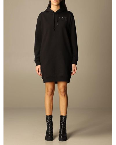 McQ Ic-0 By Sweatshirt Dress In Cotton With Logo - Brown