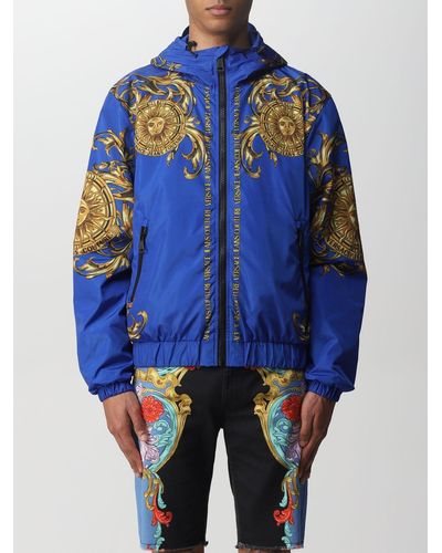 Versace Baroque Patterned Zip Jacket - Blue