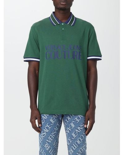 Versace Polo Shirt In Cotton With Logo - Green