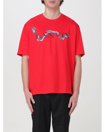 Lanvin T-shirt in cotone con logo - Rosso