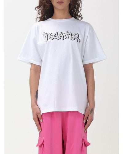 DISCLAIMER T-shirt in cotone con logo in strass - Bianco