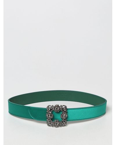 Manolo Blahnik Hangisi Satin Belt - Green