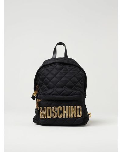 Moschino Quilted Nylon Backpack With Logo - Black