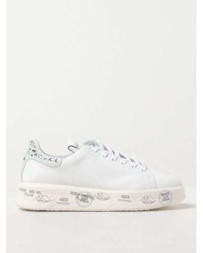 Premiata Belle Crystal-embellished Leather Sneakers - White
