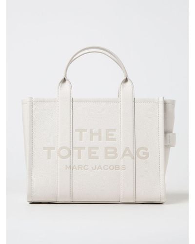 Marc Jacobs The Medium Tote Bag In Grained Leather - White