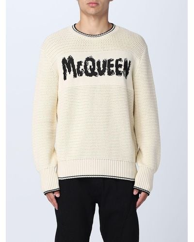 Alexander McQueen Graffiti Sweater In Cotton - Natural