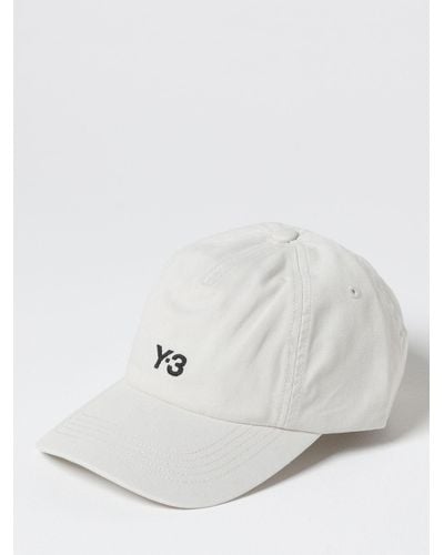 Y-3 Cappello in cotone con logo ricamato - Bianco