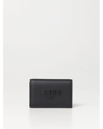 Fendi Grained Leather Credit Card Holder - White